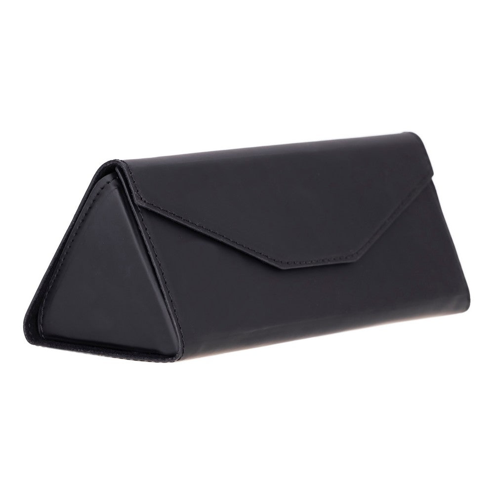 Smart Glass Hakiki Deri, El Yapımı Gözlük Kılıfı, H101 Mat Siyah