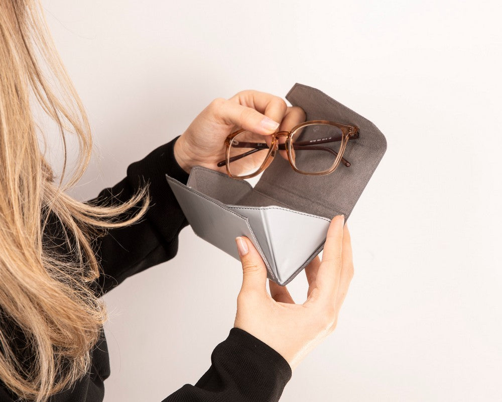 Smart Glass Hakiki Deri, El Yapımı Gözlük Kılıfı, H104 Bebek Mavi