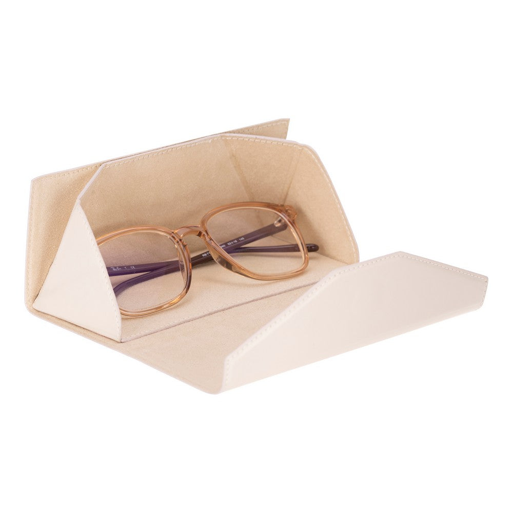 Smart Glass Hakiki Deri, El Yapımı Gözlük Kılıfı, H107 Krem