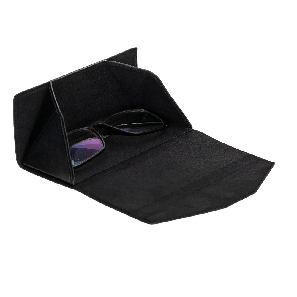 Smart Glass Hakiki Deri, El Yapımı Gözlük Kılıfı, Rustik Siyah