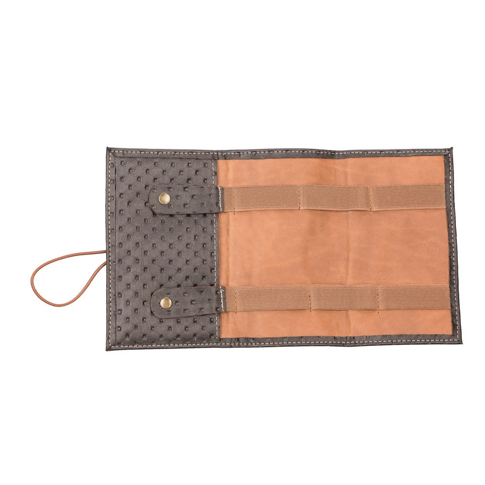 Suni Deri, El Yapımı, Kablo ve Aksesuar Taşıma Çantası, Kapitone Kahve