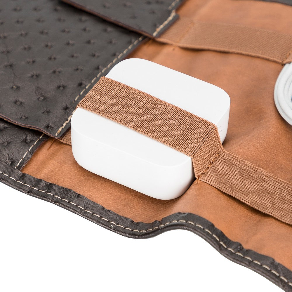 Suni Deri, El Yapımı, Kablo ve Aksesuar Taşıma Çantası, Kapitone Kahve