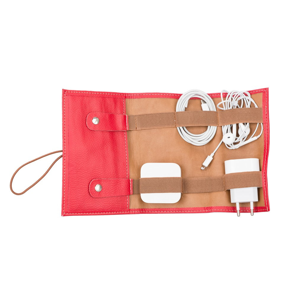 Suni Deri, El Yapımı, Kablo ve Aksesuar Taşıma Çantası, Floater Kırmızı