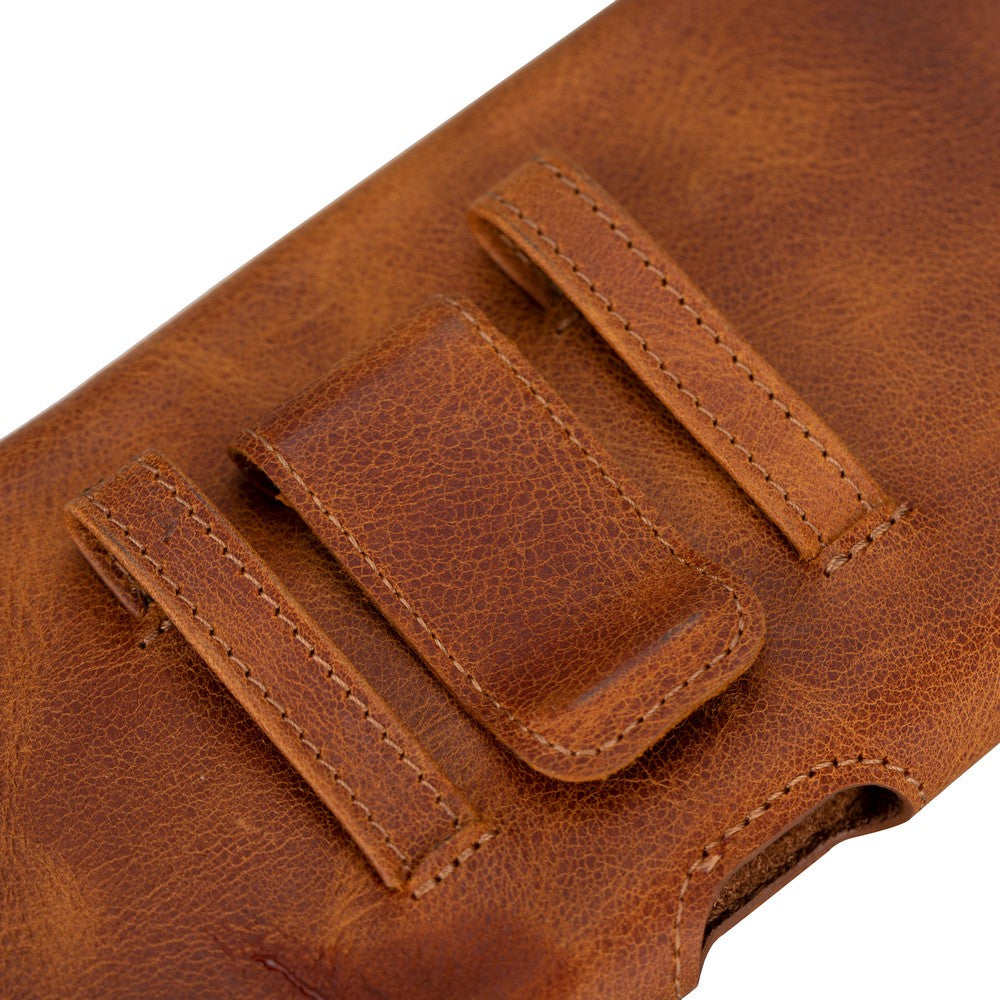 Titan 6.9 inch uyumlu, Hakiki Deri, El Yapımı, Kartlık Bölmeli Kılıf, Antik Taba