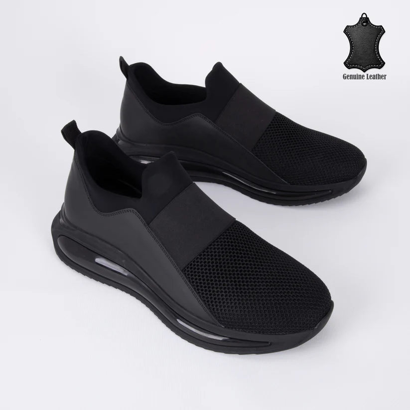 Trust Shoes D4207 Erkek Siyah Spor Ayakkabı – Nefes Alabilir Mesh & Deri Günlük Kullanım
