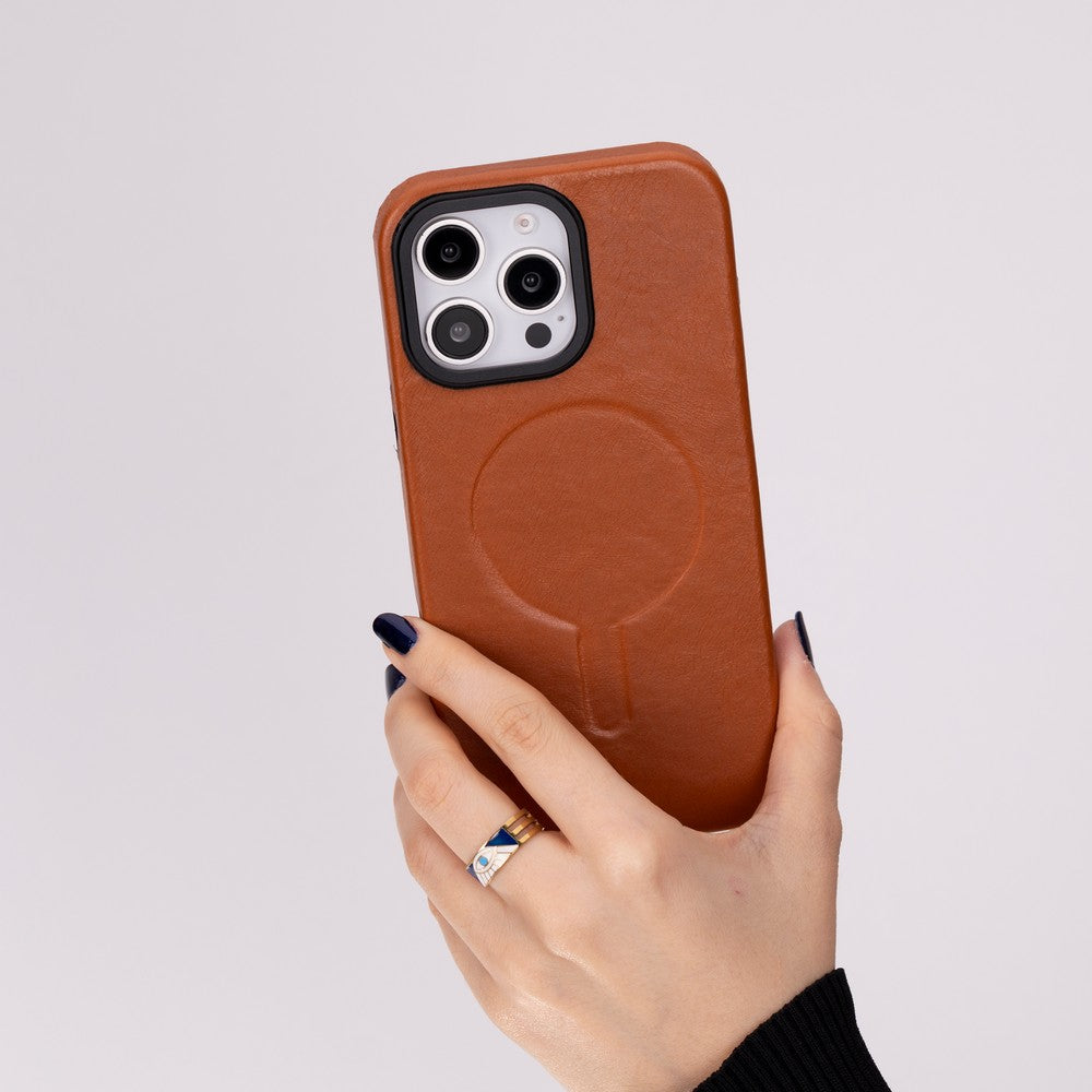 Apple iPhone 16 Pro uyumlu, Hakiki Deri, El Yapımı Kılıf, Taba