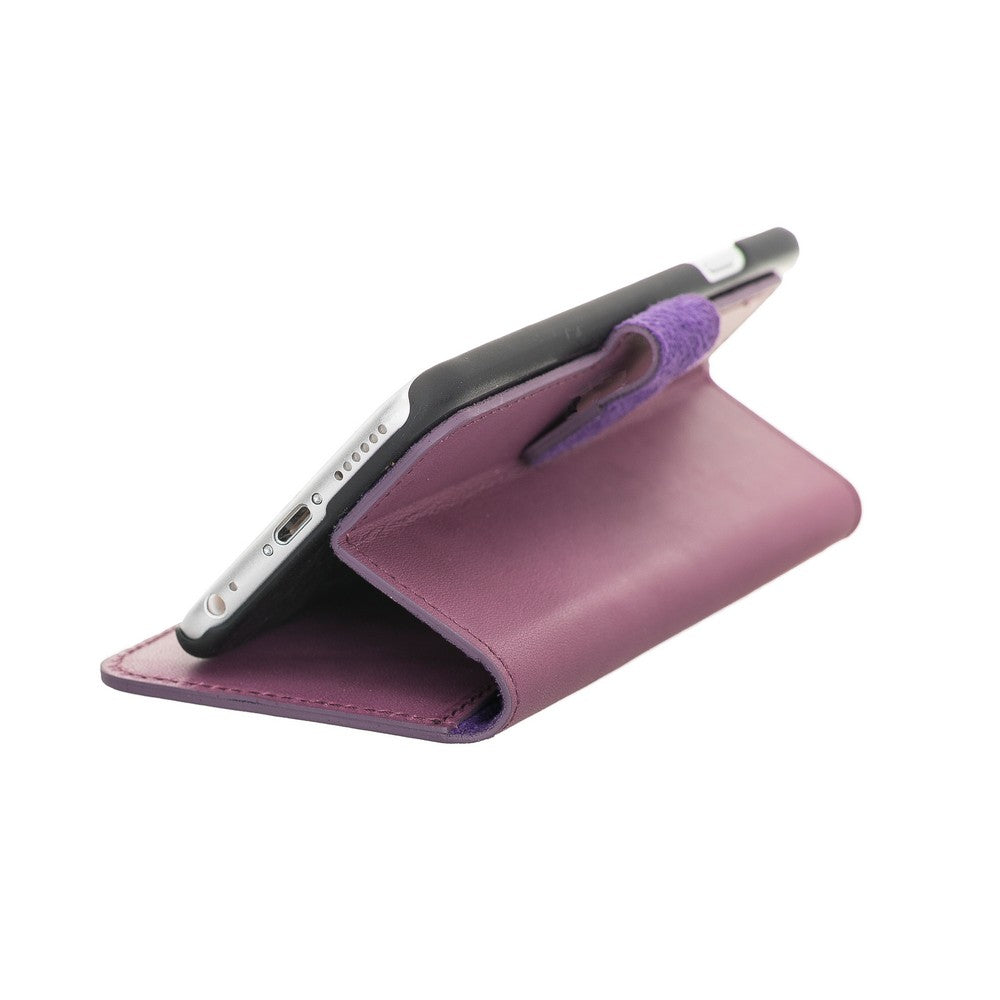 Apple iPhone 6-6s Uyumlu Deri Cüzdanlı Kılıf WC CZ11 Mor