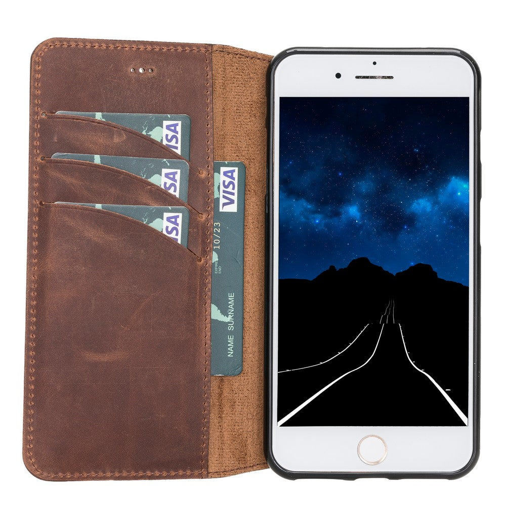 Apple iPhone 7-8 Plus Uyumlu Deri Telefon Kılıfı WC G2 Kahve