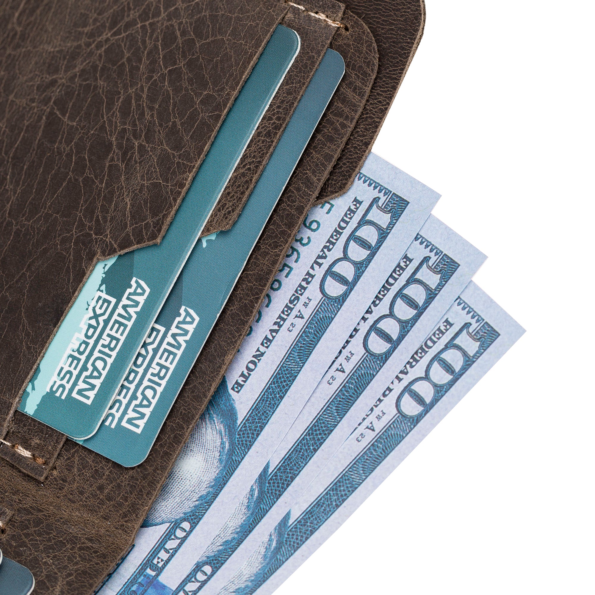 Hakiki Deri, El Yapımı Cüzdan, 4 Kart Bölmeli, Karamel Kahve