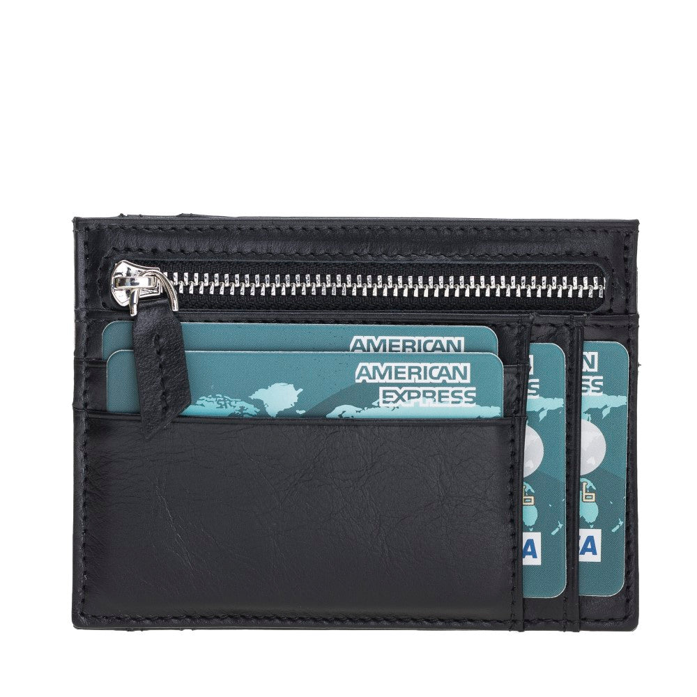 Hakiki Deri, El Yapımı Kartlık, Bozuk Para Bölümü, 6 Adet Kart Bölmesi, Siyah