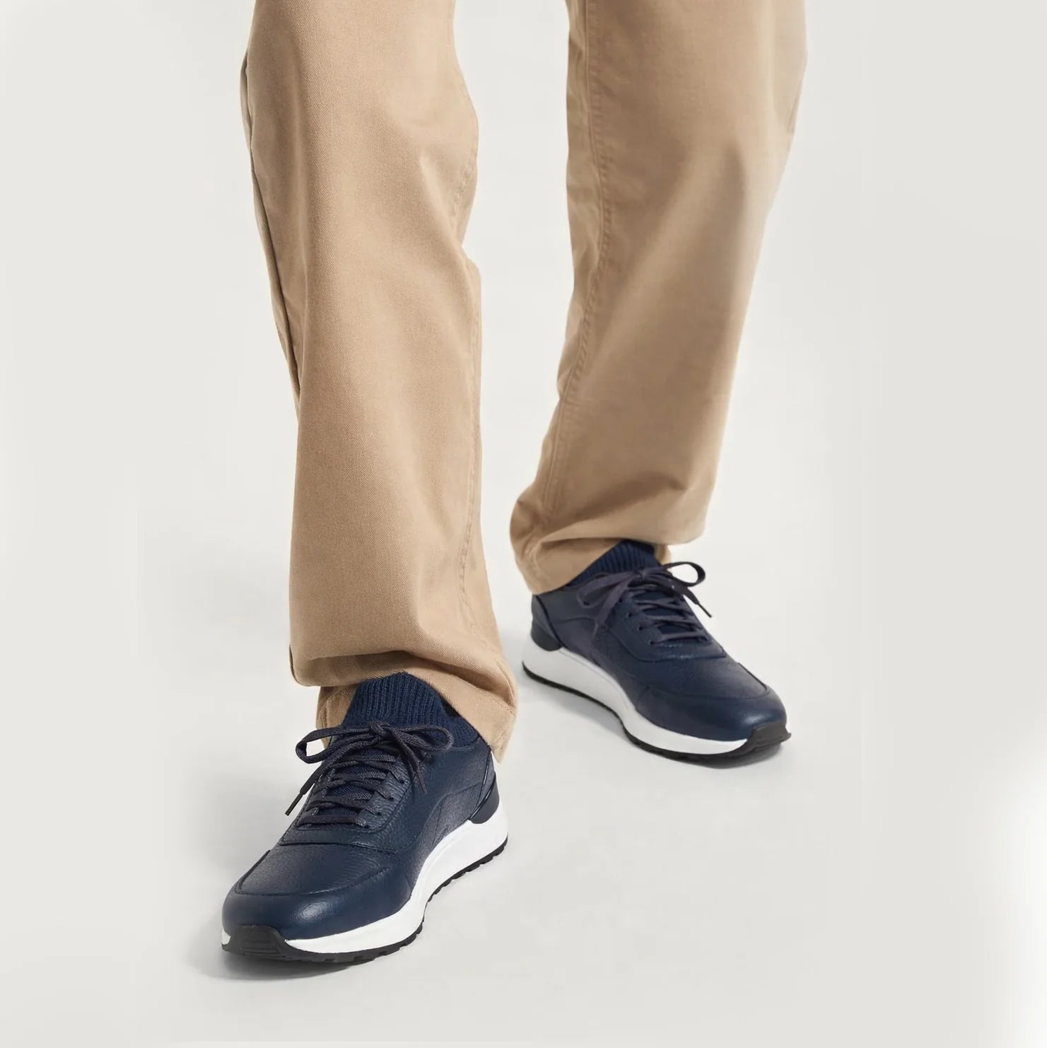 Trust Shoes D546T Erkek Sneaker Spor Ayakkabı, Hakiki Deri & Knit Üst, EVA Taban Günlük Kullanım