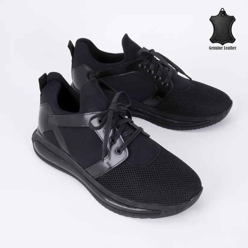 Trust Shoes D2535 Erkek Sneaker Spor Ayakkabı Siyah – Hakiki Deri, Hafif ve Esnek Günlük Yürüyüş Ayakkabısı