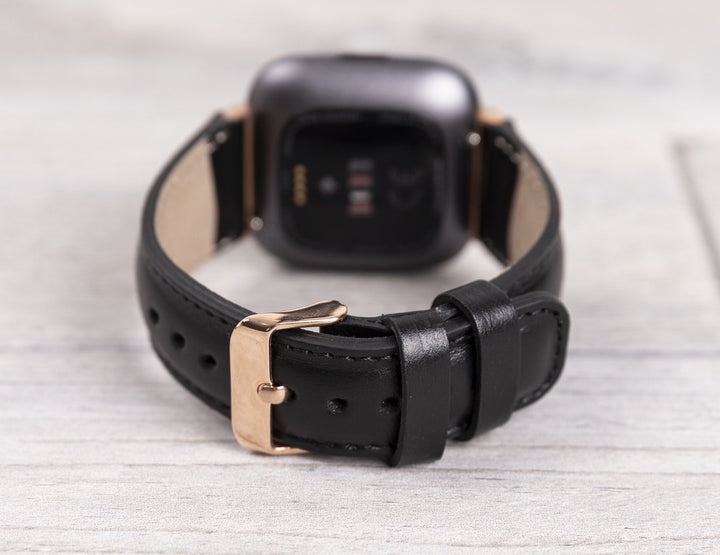Fitbit Versa, Lite, Sense Serileri İle uyumlu, Deri Saat Kordonu, Rustik Siyah
