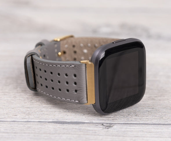 Fitbit Versa, Lite, Sense Serileri İle uyumlu, Deri Saat Kordonu, Spor Gri