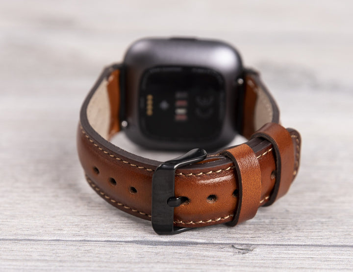 Fitbit Versa, Lite, Sense Serileri İle uyumlu, Deri Saat Kordonu, Gölgeli Taba