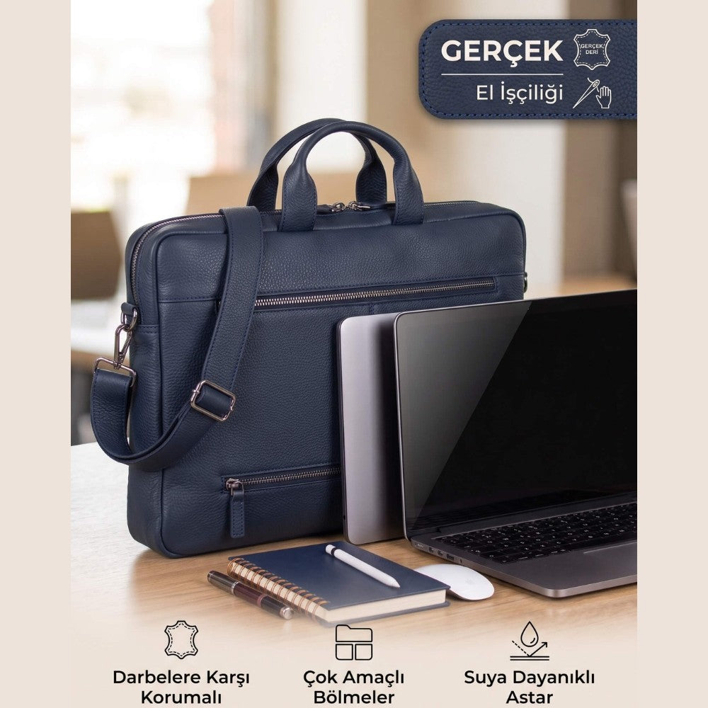 Truro Hakiki Deri Laptop Çantası 13", Seyahat Uyumlu Evrak Çantası