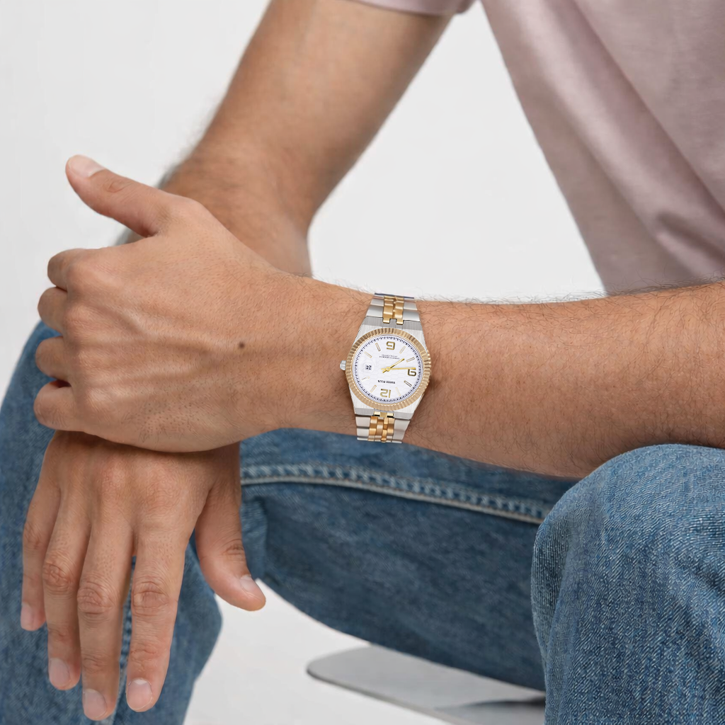 Erkek Kol Saati - Signature Collection - Model-10 ST3442AGS White/Gold