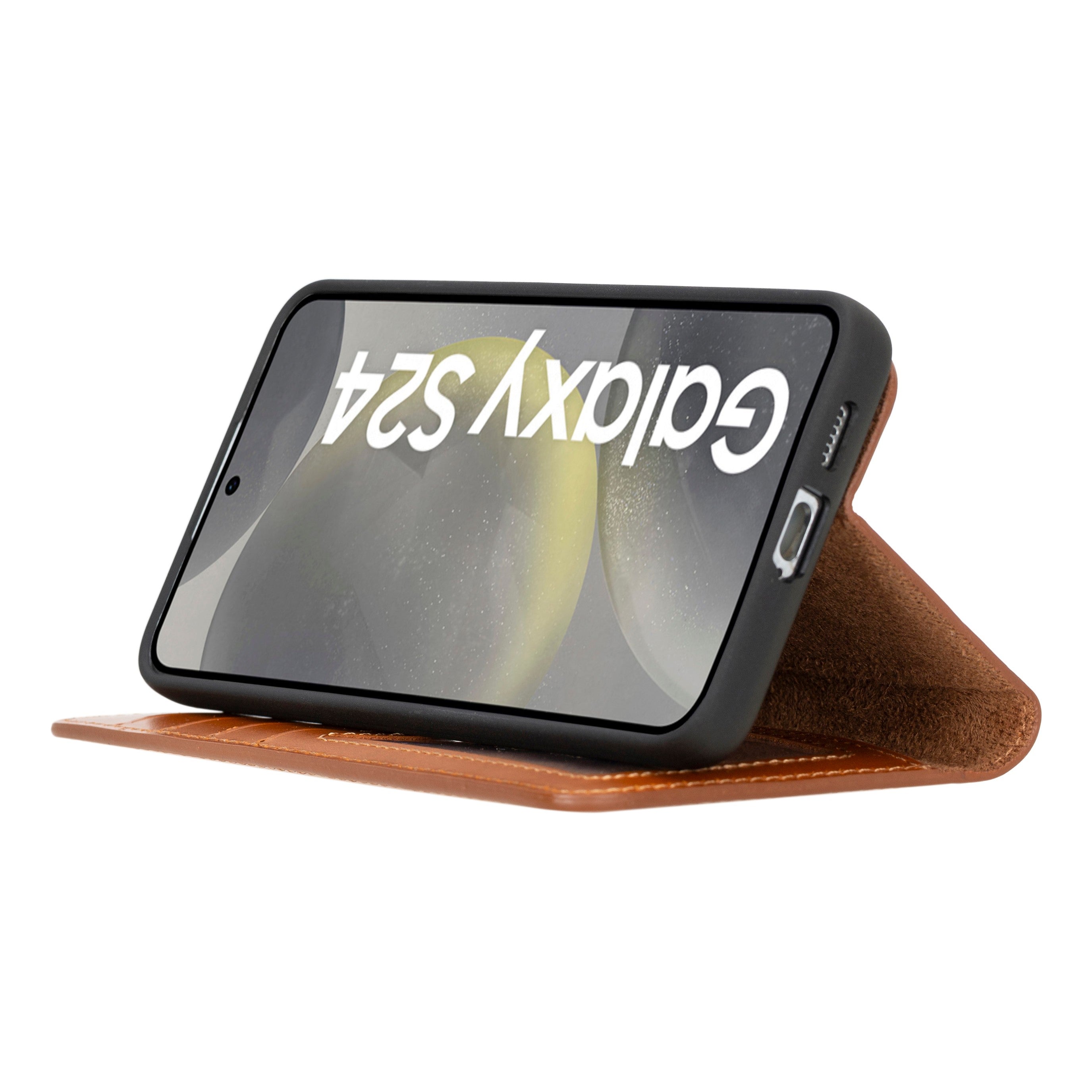 Samsung Galaxy S24 Plus Uyumlu, Deri Cüzdanlı Kılıf, Efektli Taba