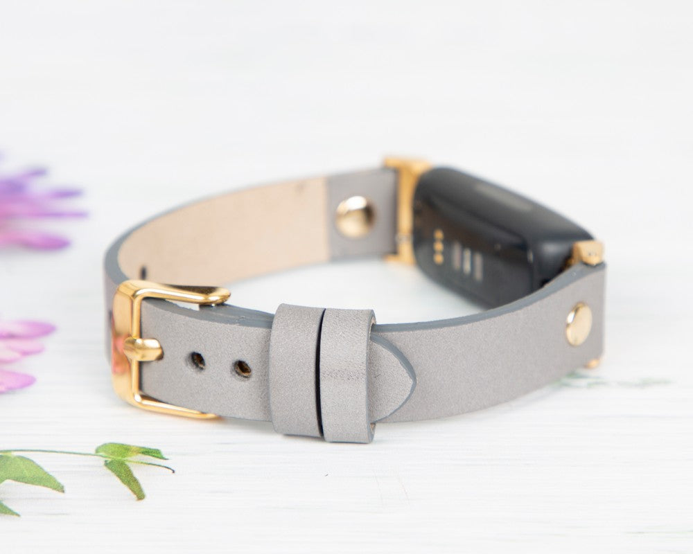 Fitbit Charge 3, Charge 4, Charge 5 Serileri İle uyumlu, Deri Saat Kordonu, Rustik Gri