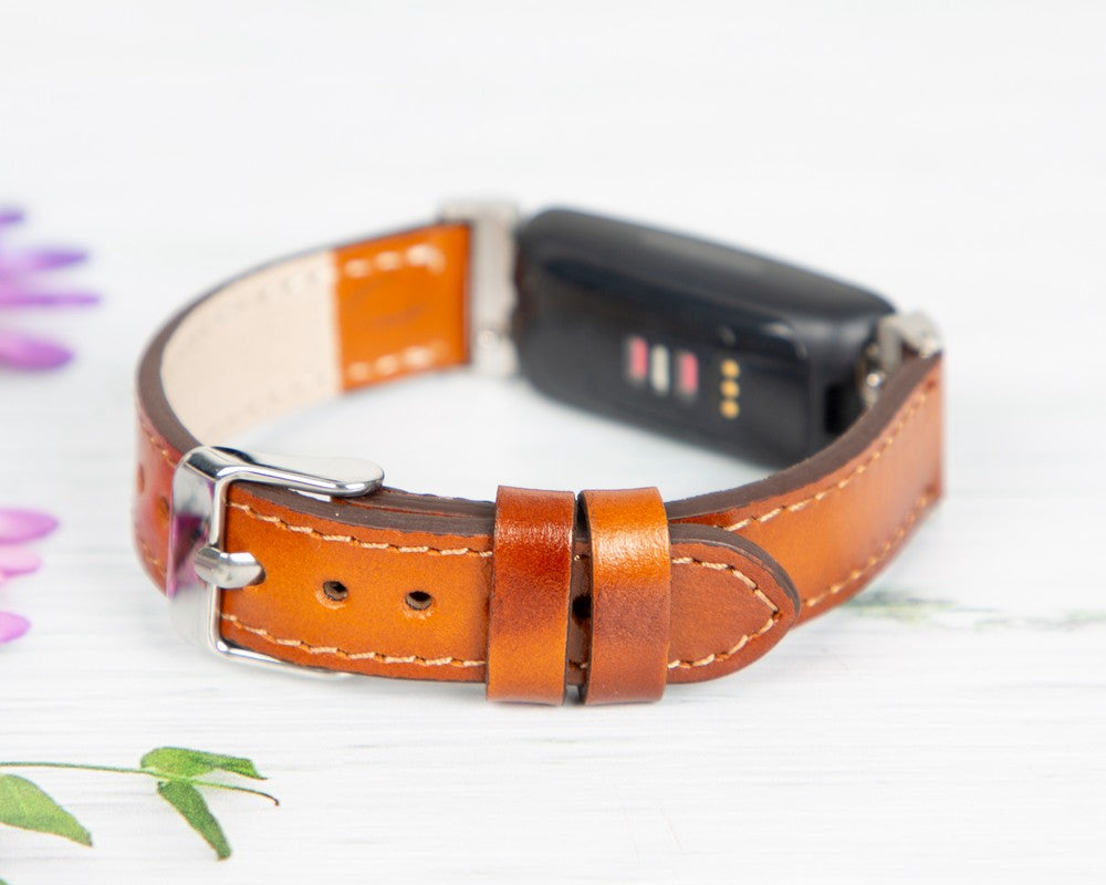 Fitbit Charge 3, Charge 4, Charge 5 Serileri İle uyumlu, Deri Saat Kordonu, Rustik Taba