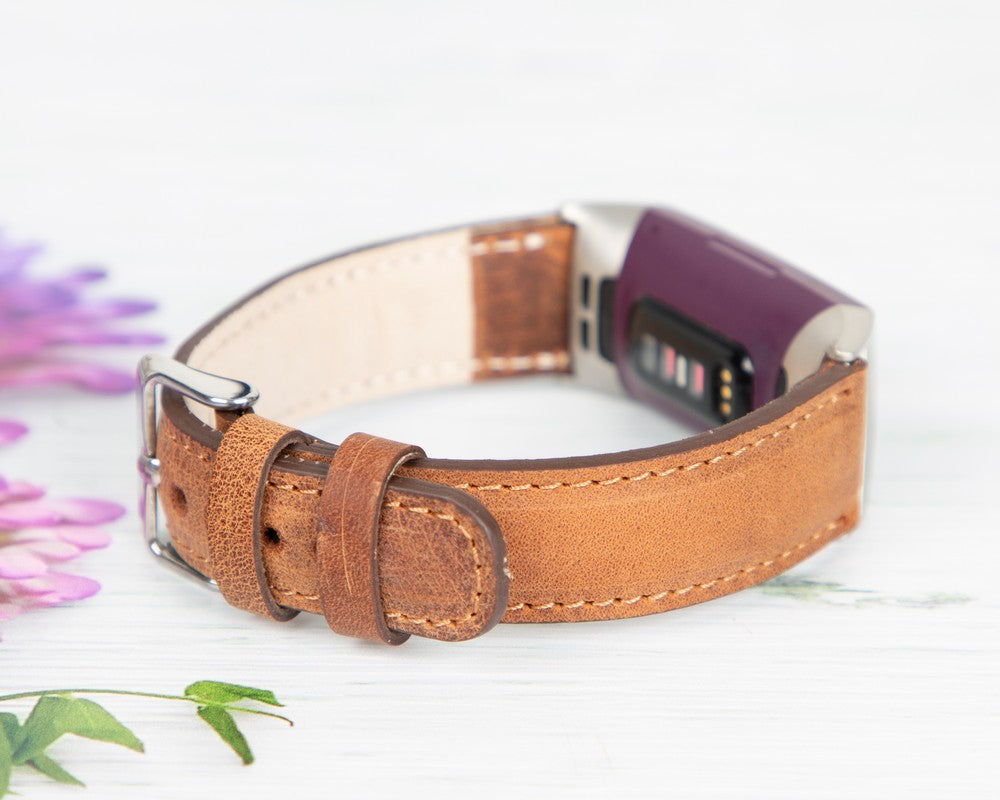 Fitbit Inspire, Inspire 2, Inspire 3 Serileri İle uyumlu, Deri Saat Kordonu, Rustik Kahve