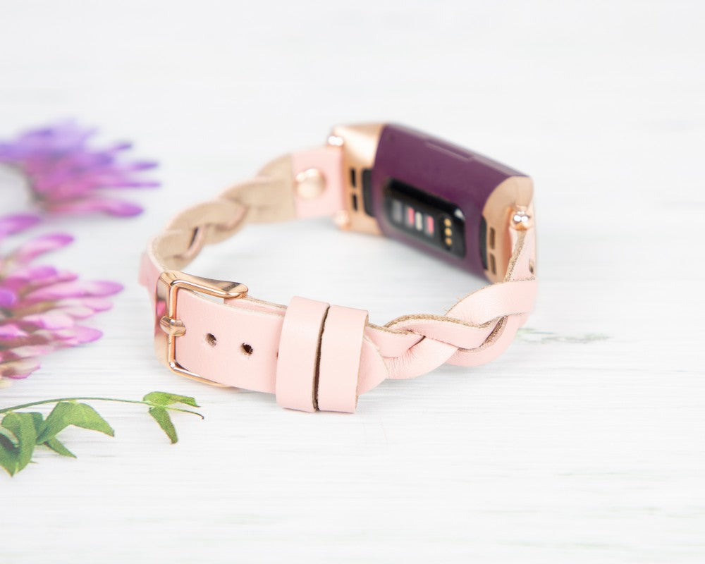 Fitbit Inspire, Inspire 2, Inspire 3 Serileri İle uyumlu, Deri Saat Kordonu, Pudra Pembe