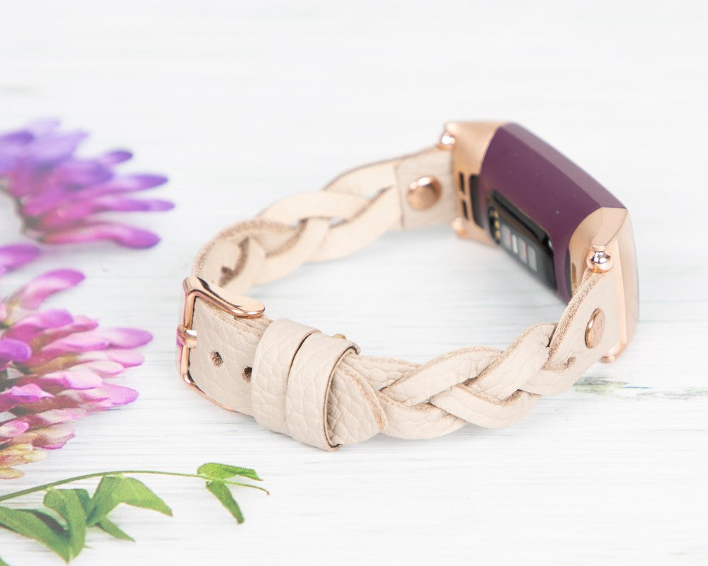 Fitbit Inspire, Inspire 2, Inspire 3 Serileri İle uyumlu, Deri Saat Kordonu, Bej