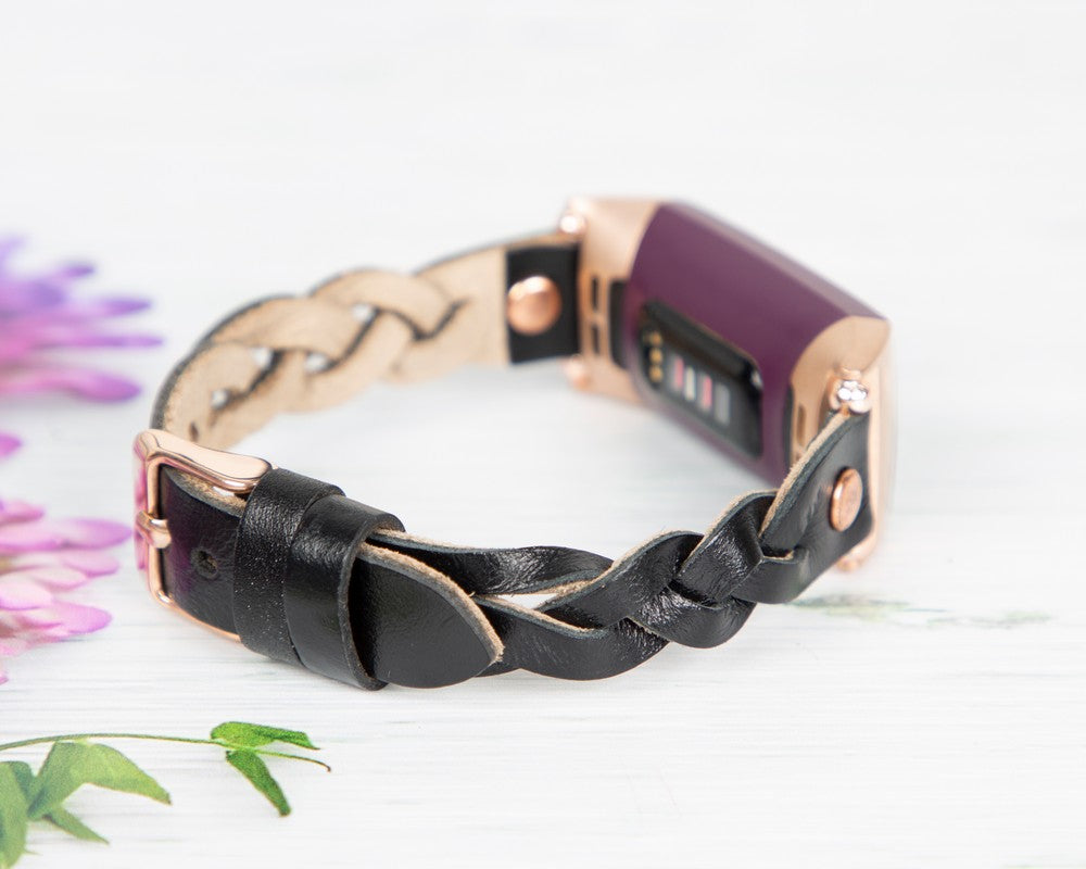 Fitbit Inspire, Inspire 2, Inspire 3 Serileri İle uyumlu, Deri Saat Kordonu, Rustik Siyah