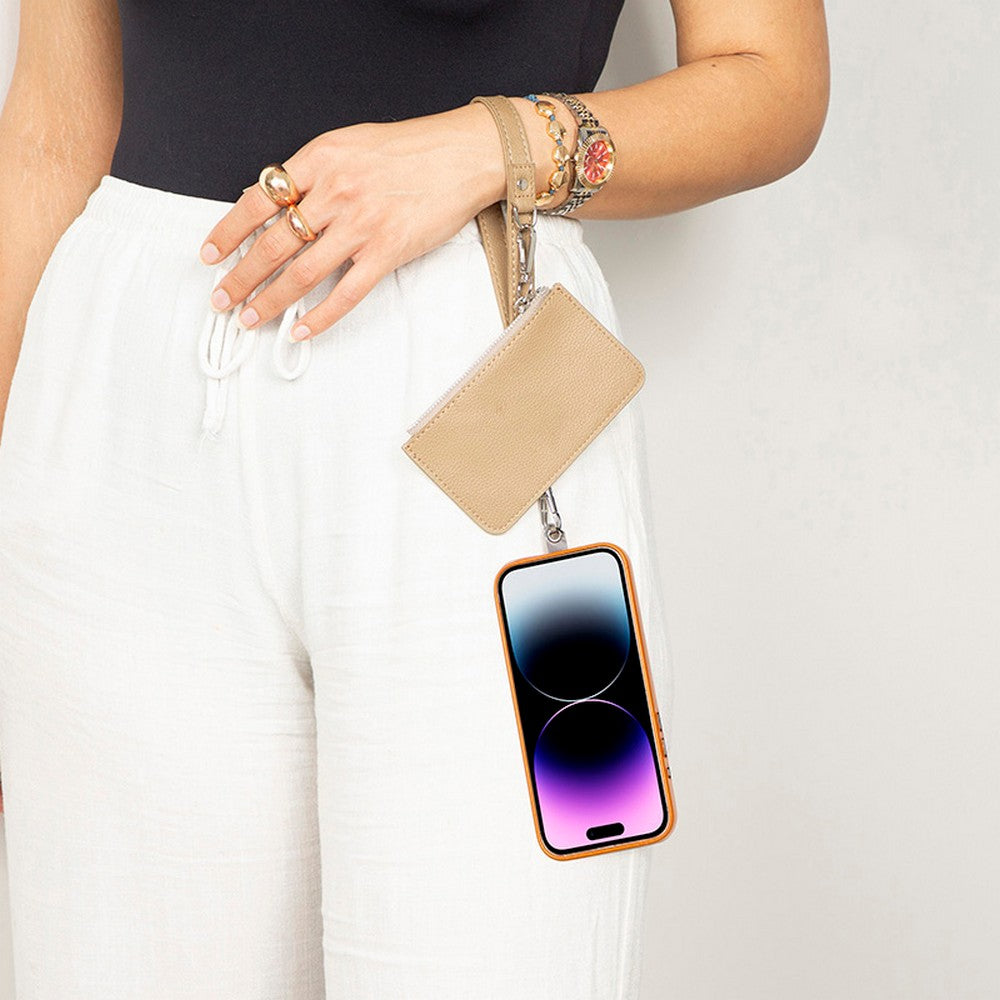 FlexGo İkisi Birarada Eller Serbest Telefon Askısı Ve Cüzdan Seti- Tüm Telefon Modelleri İle Uyumlu Vegan Deri