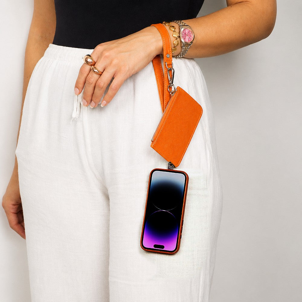 FlexGo İkisi Birarada Eller Serbest Telefon Askısı Ve Cüzdan Seti- Tüm Telefon Modelleri İle Uyumlu Vegan Deri