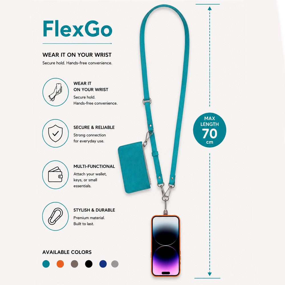 FlexGo İkisi Birarada Eller Serbest Telefon Askısı Ve Cüzdan Seti- Tüm Telefon Modelleri İle Uyumlu Vegan Deri