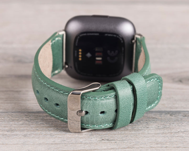 Fitbit Versa, Lite, Sense Serileri İle Uyumlu Deri Saat Kordonu, Rustik Yeşil