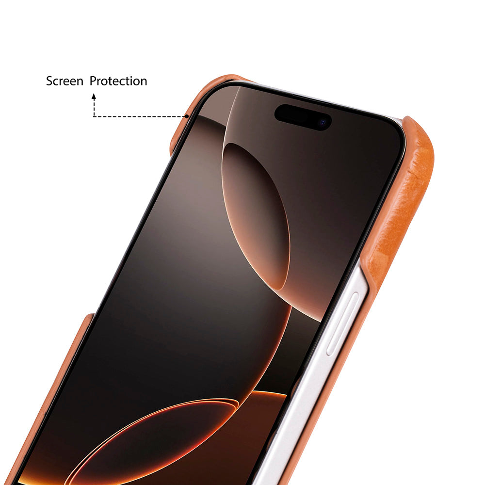 Apple iPhone 17 Pro Max için, Hakiki Deri, El Yapımı Kılıf, Magsafe ile uyumlu, İç Yüzeyi Kadife, Gölgeli Taba