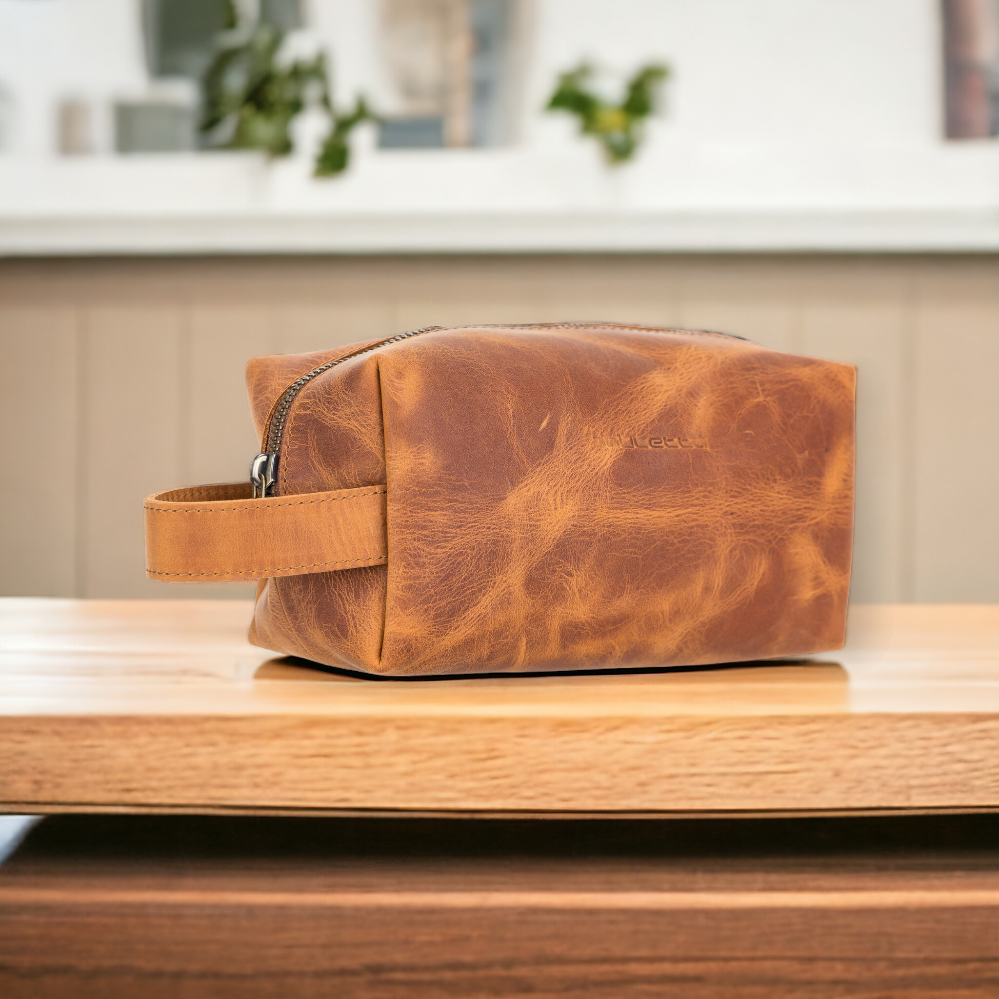 Eve Dopp Kit, Hakiki Deri, El Yapımı, Kişisel Bakım Çantası, L Ölçü, Antik Koyu Kahve