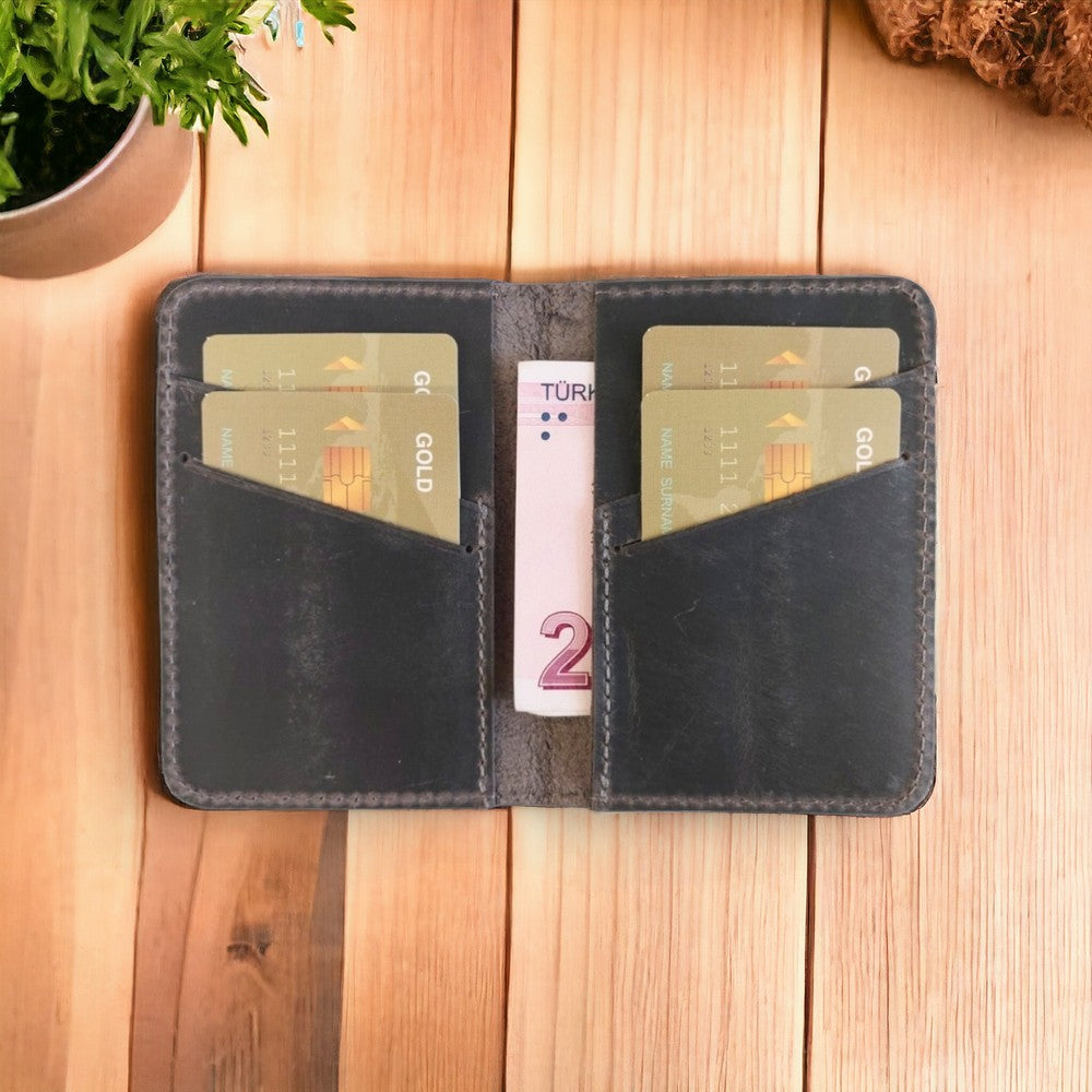 Enrico Hakiki Deri, El Yapımı, Kartlık, 6 Adet kart bölmeli, Antrasit