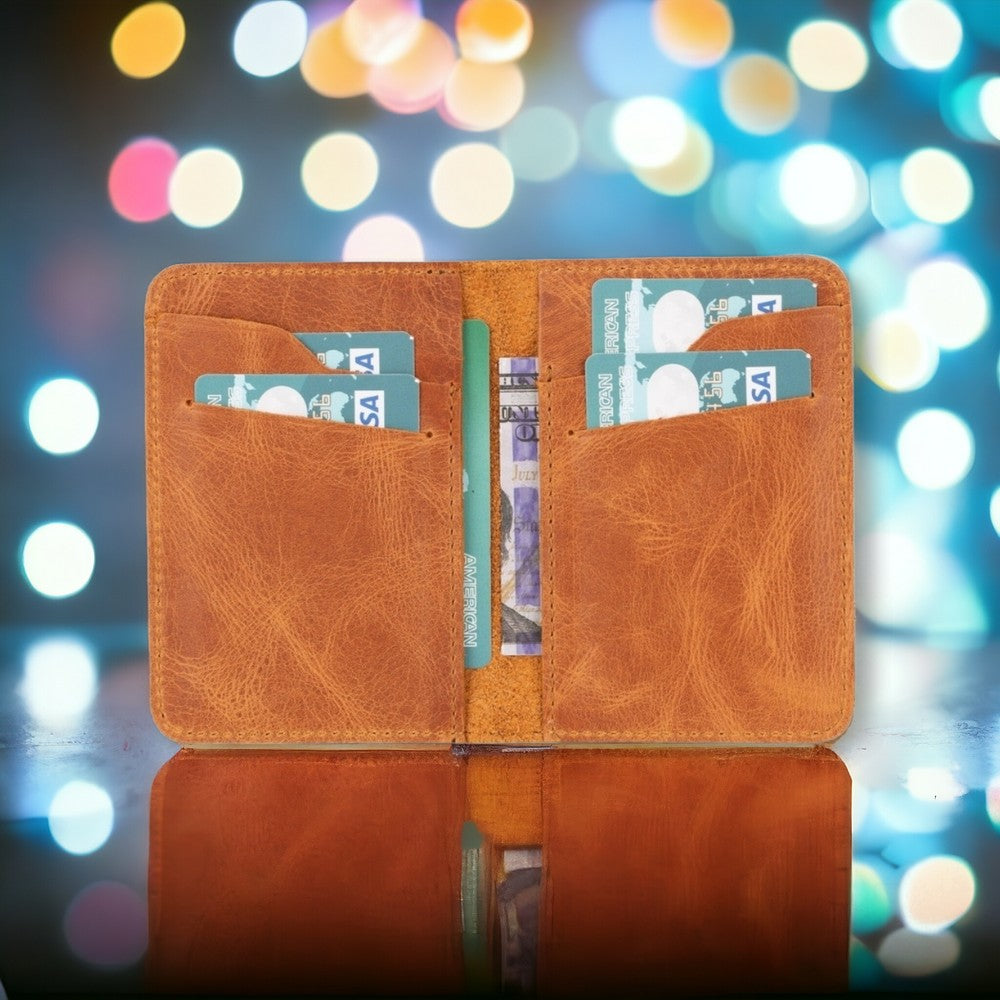 Enrico Hakiki Deri, El Yapımı, Kartlık, 6 Adet kart bölmeli, Karamel