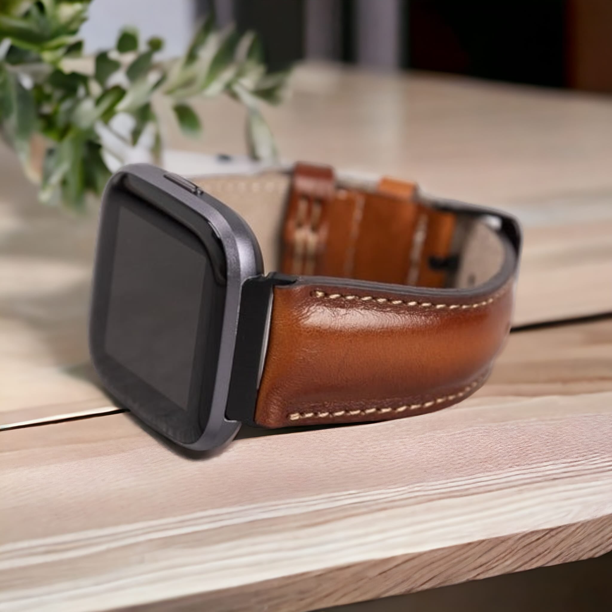 Fitbit Versa, Lite, Sense Serileri İle uyumlu, Deri Saat Kordonu, Gölgeli Taba