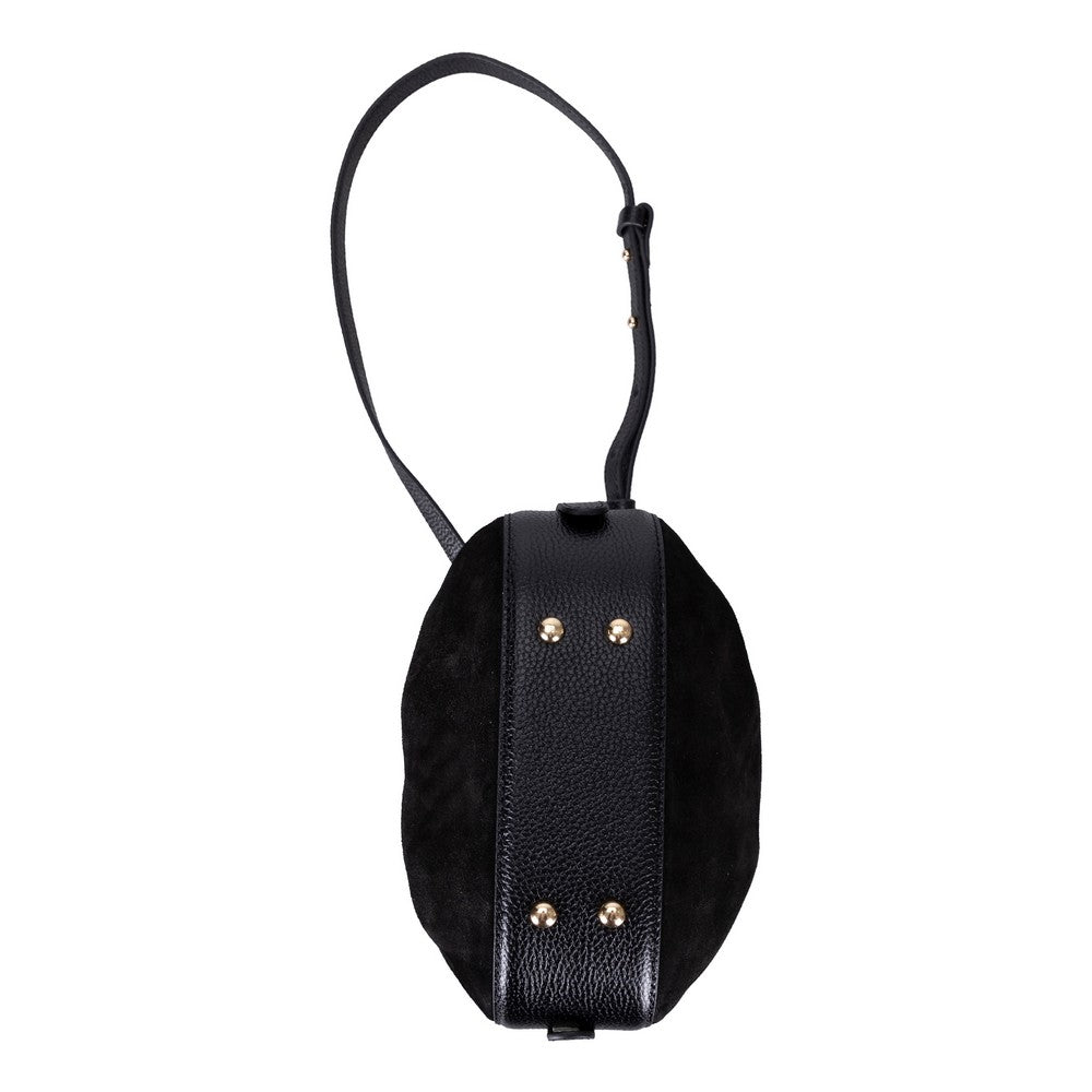 Valentina Süet Deri Kadın Omuz Çantası Siyah