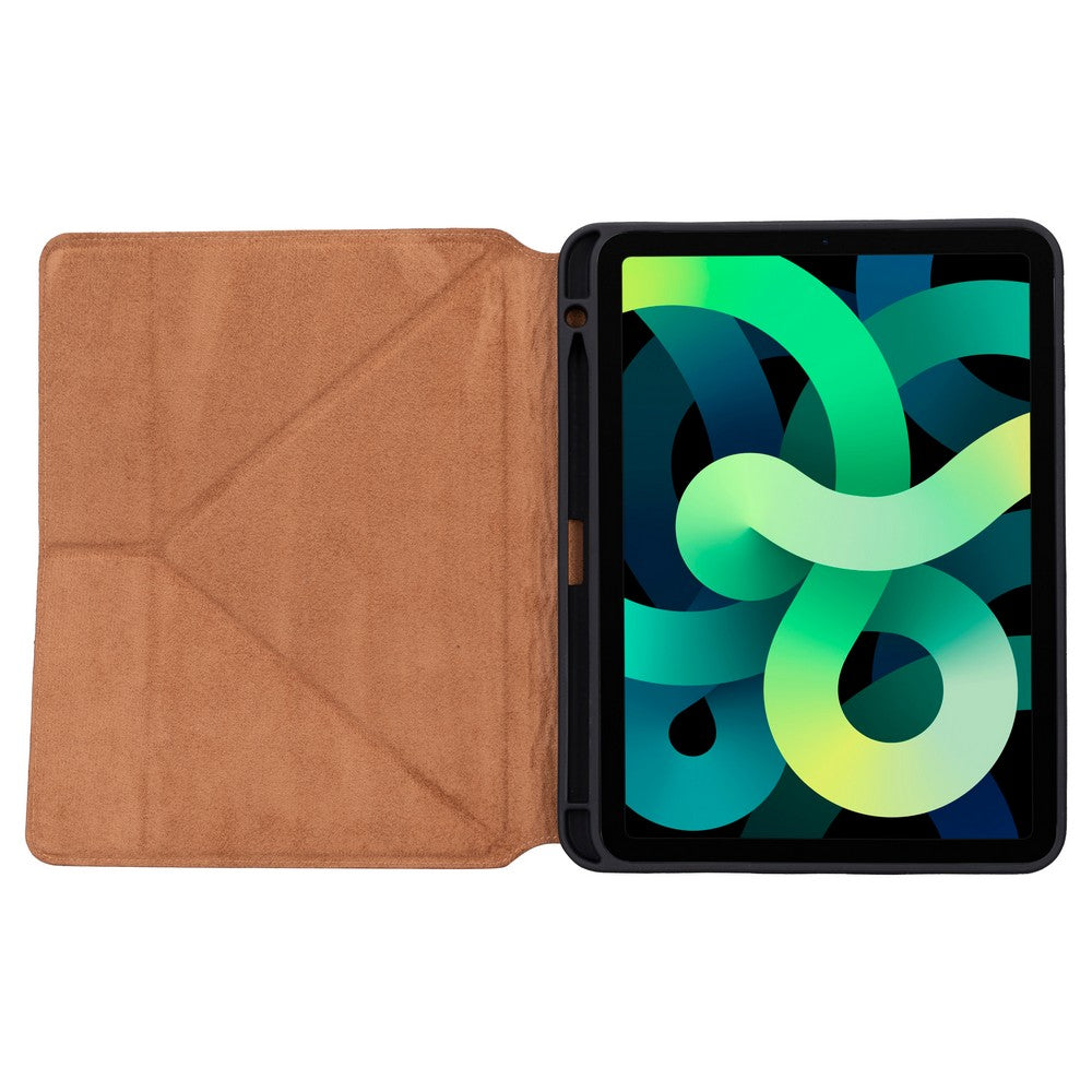 Apple iPad 10.nesil uyumlu, 10.9 inç Hakiki Deri, El Yapımı Kılıf, Rustik Taba