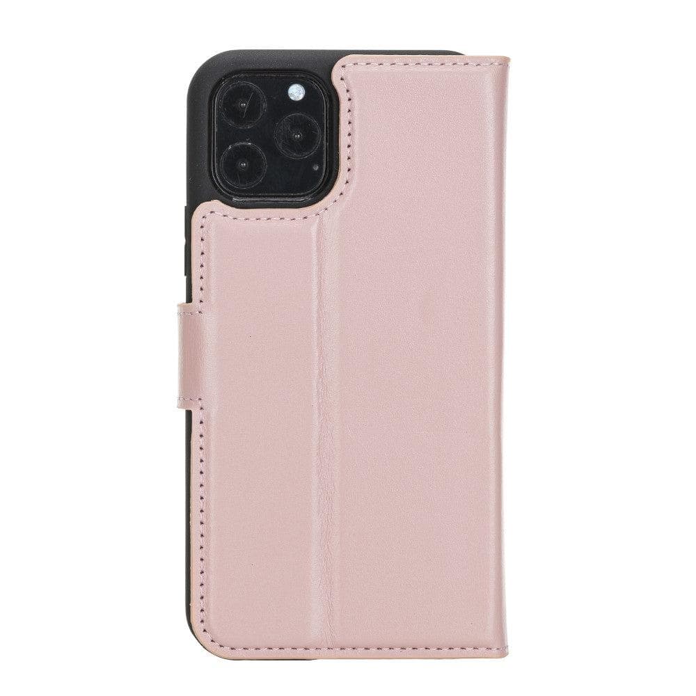 Apple iPhone 11 Pro uyumlu, Hakiki Deri, El Yapımı, Cüzdanlı Kılıf, Pembe
