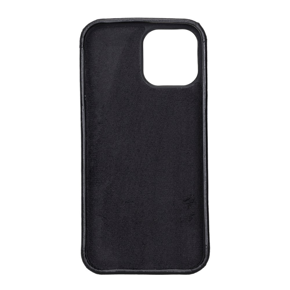 Apple iPhone 13 Pro Max uyumlu, Hakiki Deri, El Yapımı, Arka Kapak, ROCK Rustik Siyah