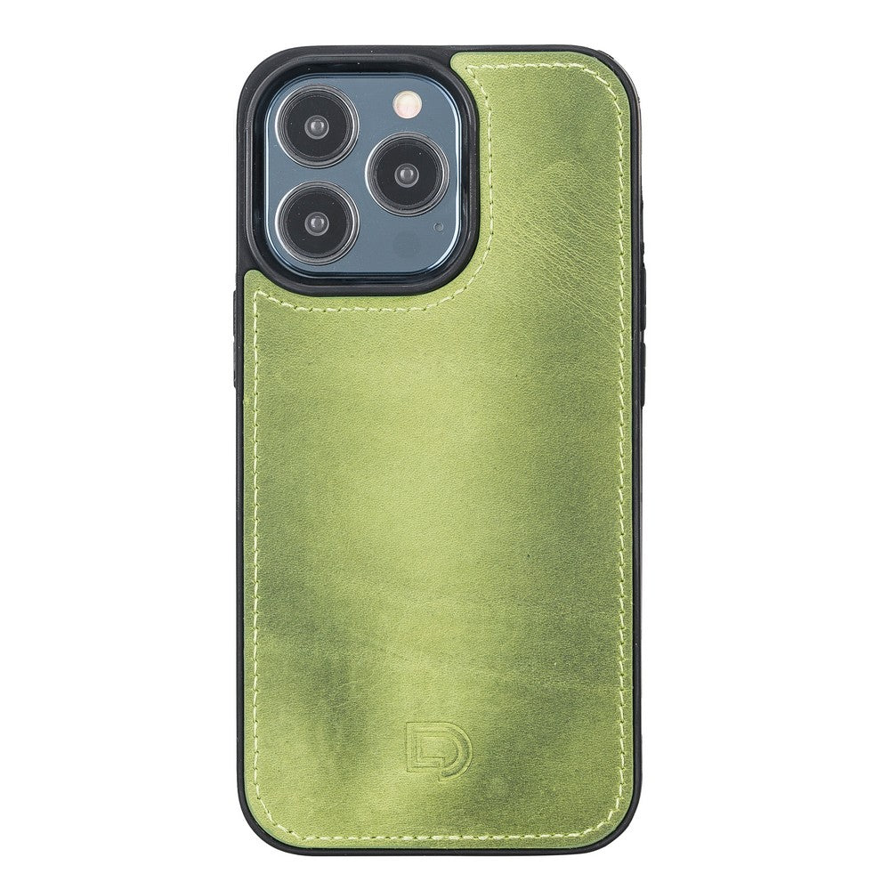 Apple iPhone 13 Pro Uyumlu Deri Cüzdanlı Kılıf Antik yeşil