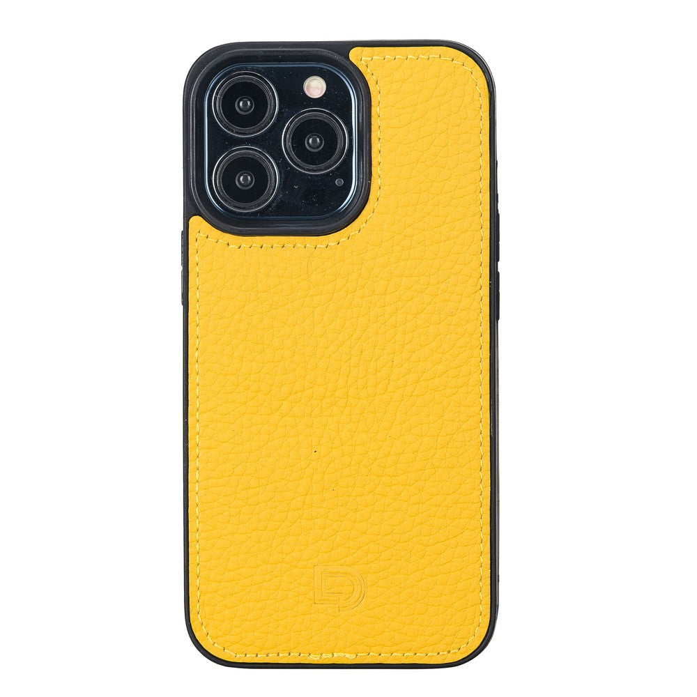 Apple iPhone 13 Pro Uyumlu Deri Cüzdanlı Kılıf Limon Sarı
