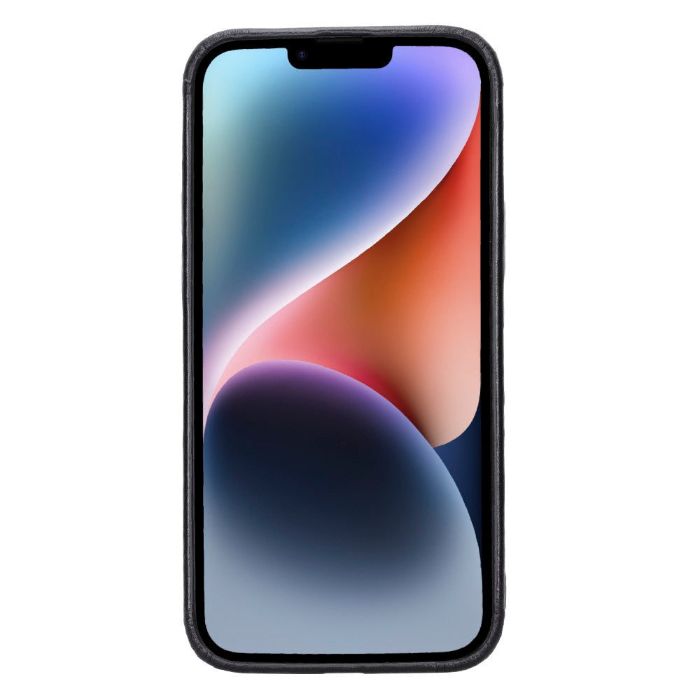 Apple iPhone 15 Plus uyumlu, Hakiki Deri, El Yapımı, Arka Kapak, ROCK Rustik Siyah