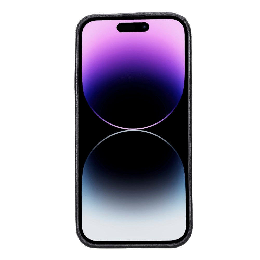 Apple iPhone 15 Pro Max uyumlu, Hakiki Deri, El Yapımı, Arka Kapak, ROCK Rustik Siyah