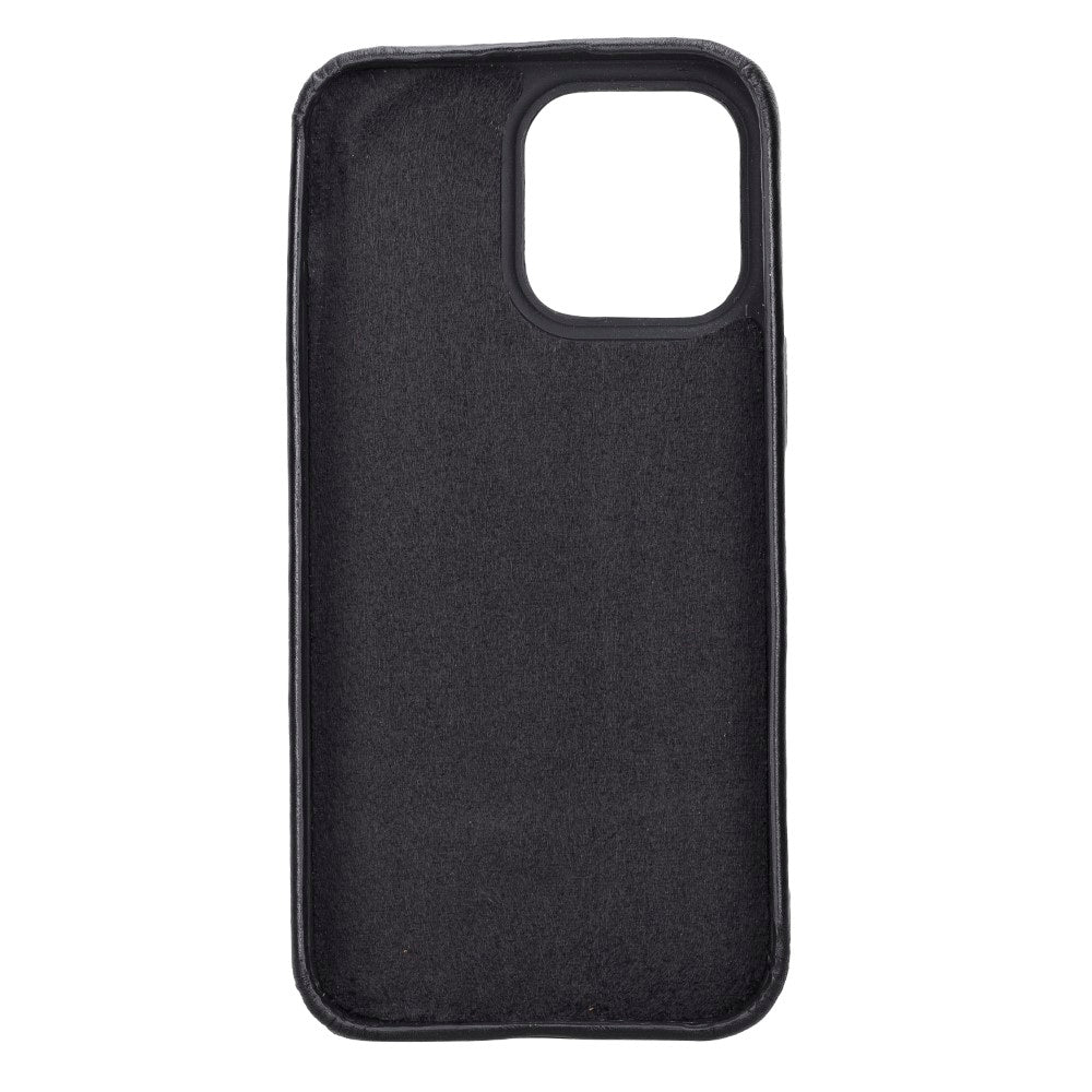 Apple iPhone 15 Pro Max uyumlu, Hakiki Deri, El Yapımı, Arka Kapak, ROCK Rustik Siyah