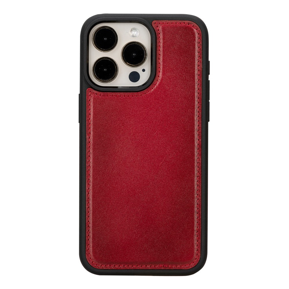 Apple iPhone 15 Pro Max Uyumlu Deri Cüzdanlı Kılıf MWWN V4EF Kırmızı