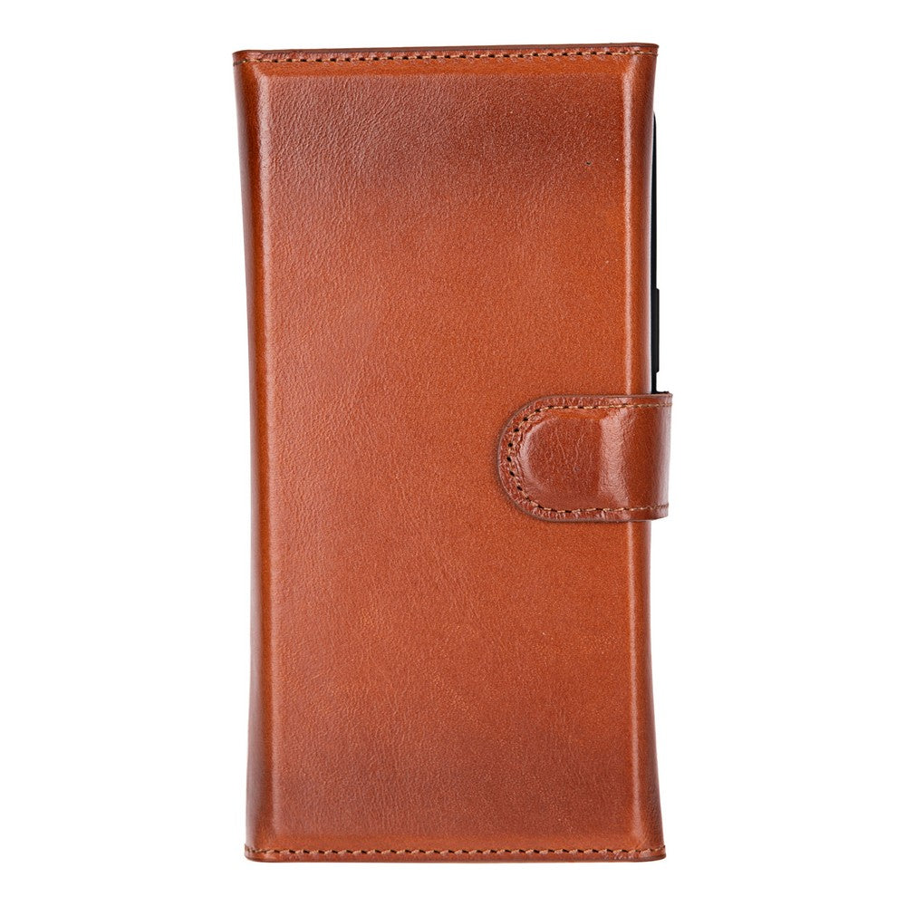 Apple iPhone 16 Pro Max uyumlu, Hakiki Deri, El Yapımı, Cüzdanlı Kılıf, Gölgeli Taba