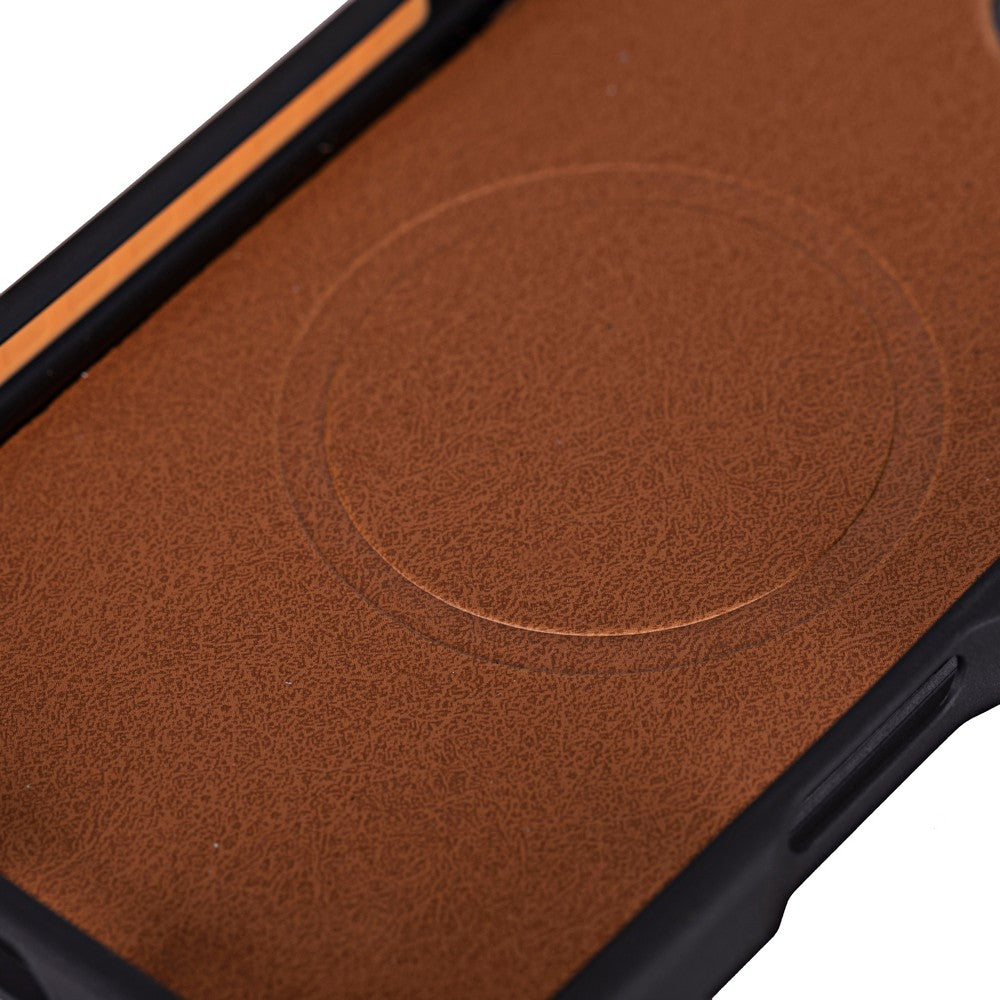 Apple iPhone 16 Pro uyumlu, Hakiki Deri, El Yapımı, Cüzdanlı Kılıf, Antik Kahve