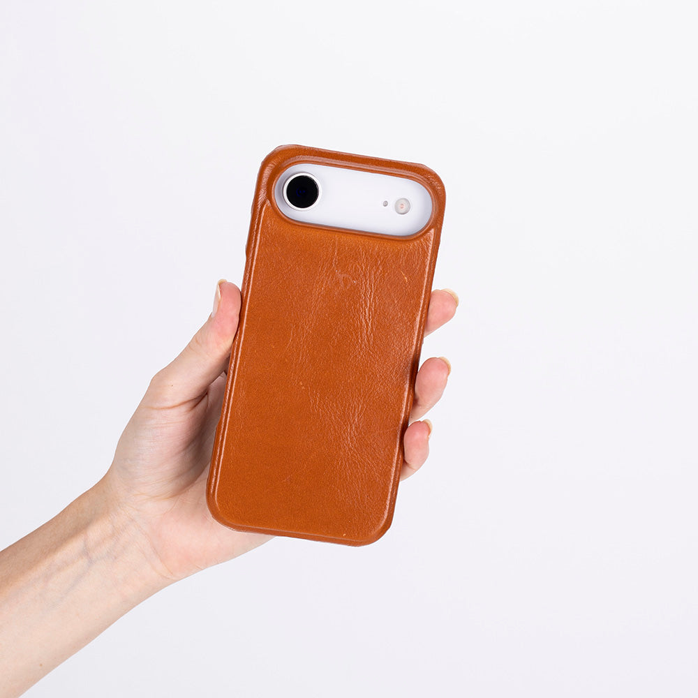 Apple iPhone 17 Air için, Hakiki Deri, El Yapımı Kılıf, Magsafe ile uyumlu, İç Yüzeyi Kadife, Gölgeli Taba